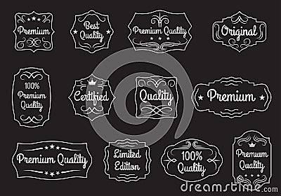 Vintage frame set. Retro label or banner border elements collection with Ptremium Quality, Original, Certified text. Vector Vector Illustration